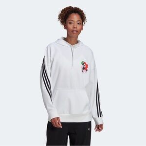 Marimekko collab adidas White Hoodie with Green Logo floral flower on front 1X